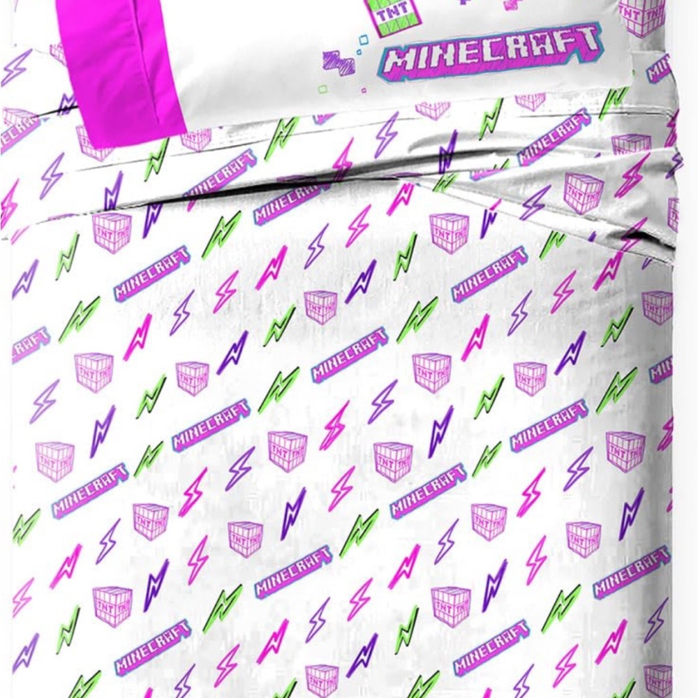 Minecraft Twin Sheet Set Girl's Bedding Set Pink NWT